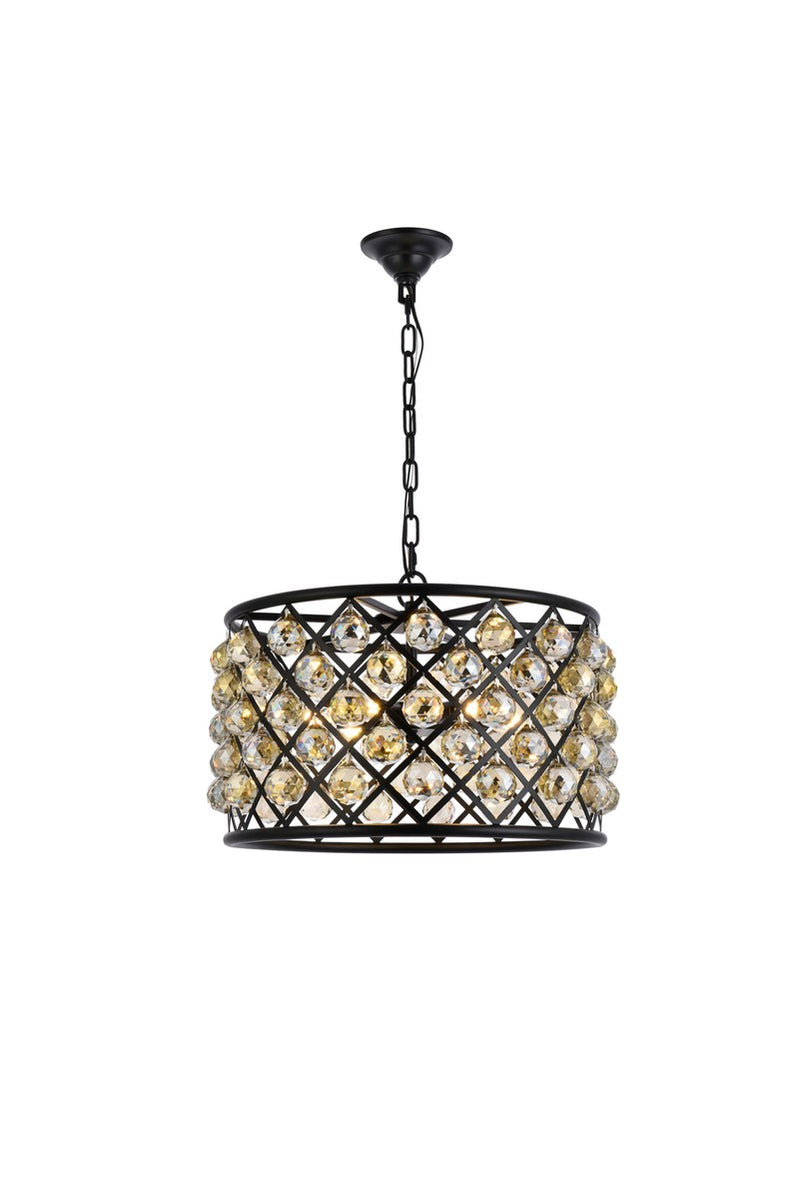 Elegant Lighting 1206D20MB-GT/RC Six Light Pendant, Matte Black