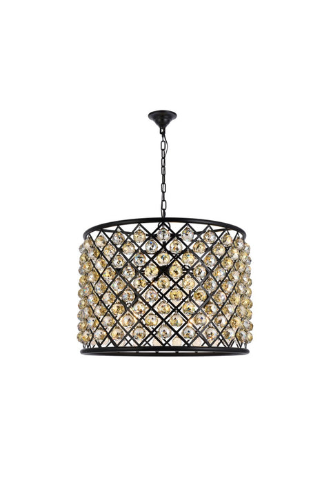 Elegant Lighting 1206D27MB-GT/RC Eight Light Chandelier, Matte Black