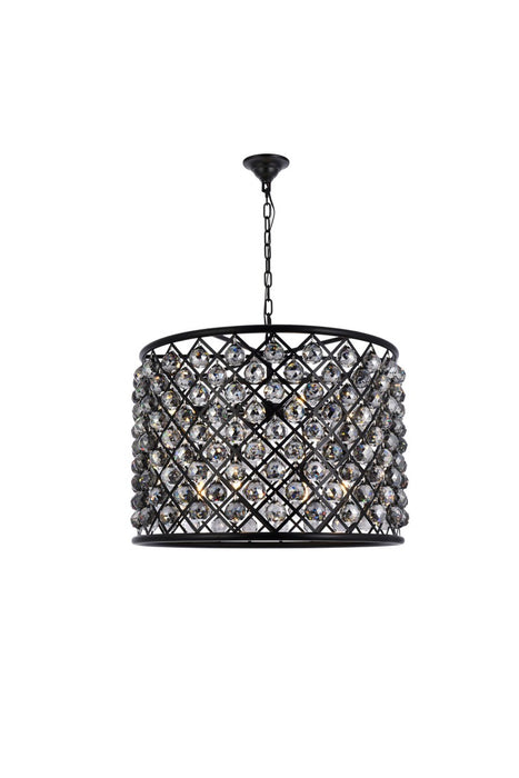 Elegant Lighting 1206D27MB-SS/RC Eight Light Chandelier, Matte Black