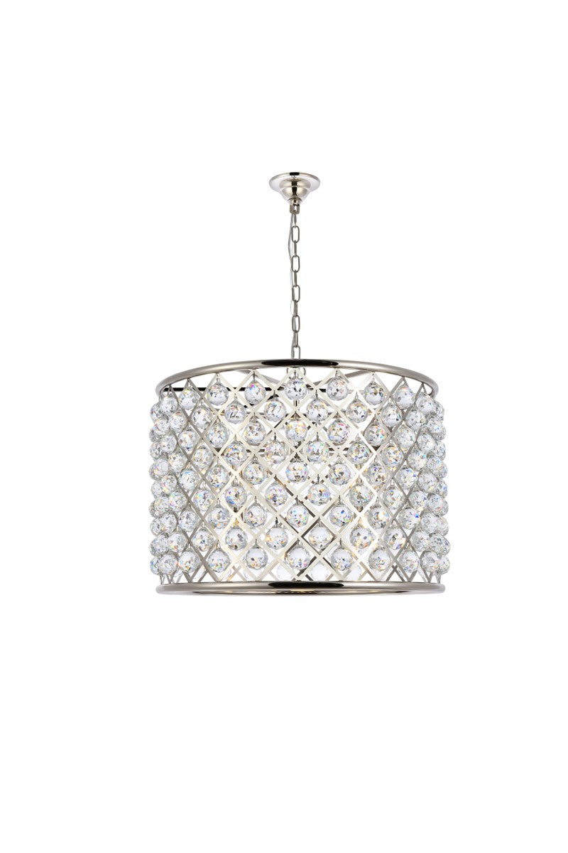 Elegant Lighting 1206D27PN/RC Eight Light Chandelier, Polished Nickel
