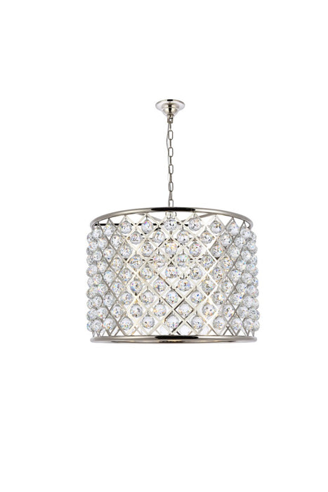 Elegant Lighting 1206D27PN/RC Eight Light Chandelier, Polished Nickel