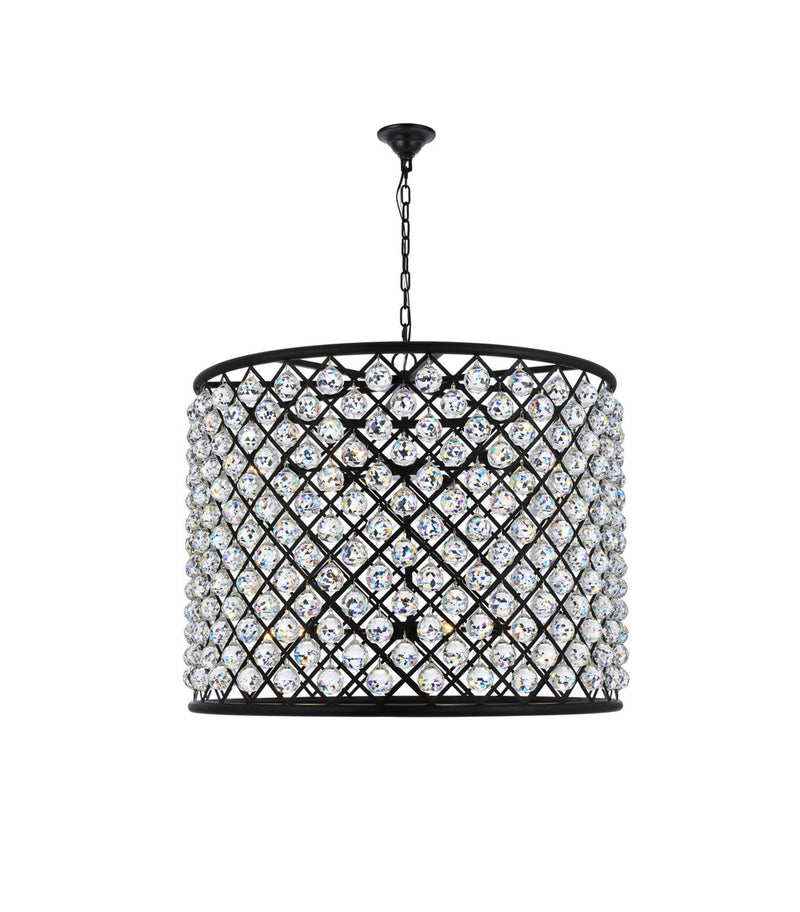 Elegant Lighting 1206D35MB/RC 12 Light Chandelier, Matte Black