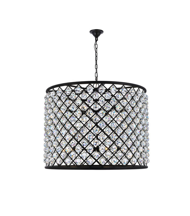 Elegant Lighting 1206D35MB/RC 12 Light Chandelier, Matte Black