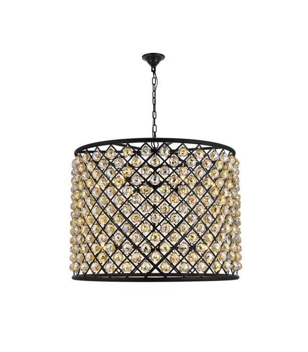 Elegant Lighting 1206D35MB-GT/RC 12 Light Chandelier, Matte Black