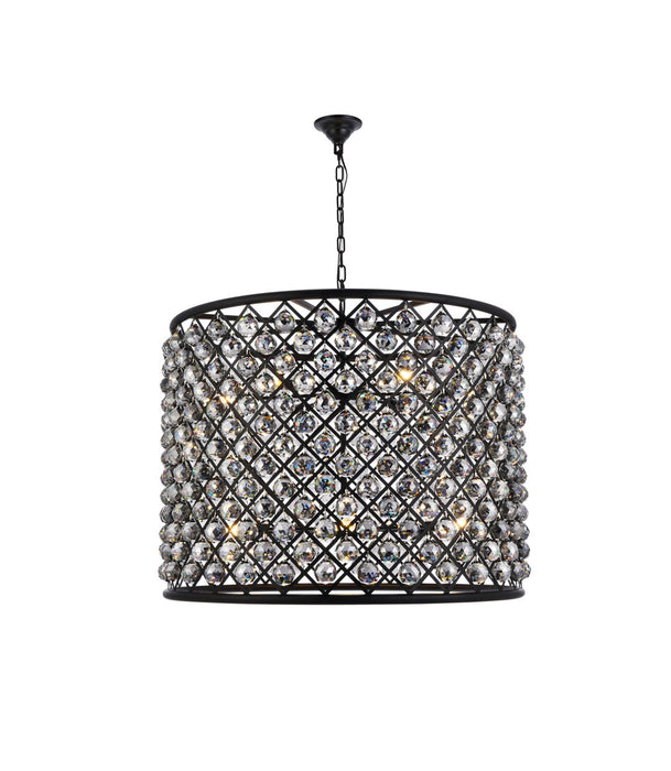 Elegant Lighting 1206D35MB-SS/RC 12 Light Chandelier, Matte Black