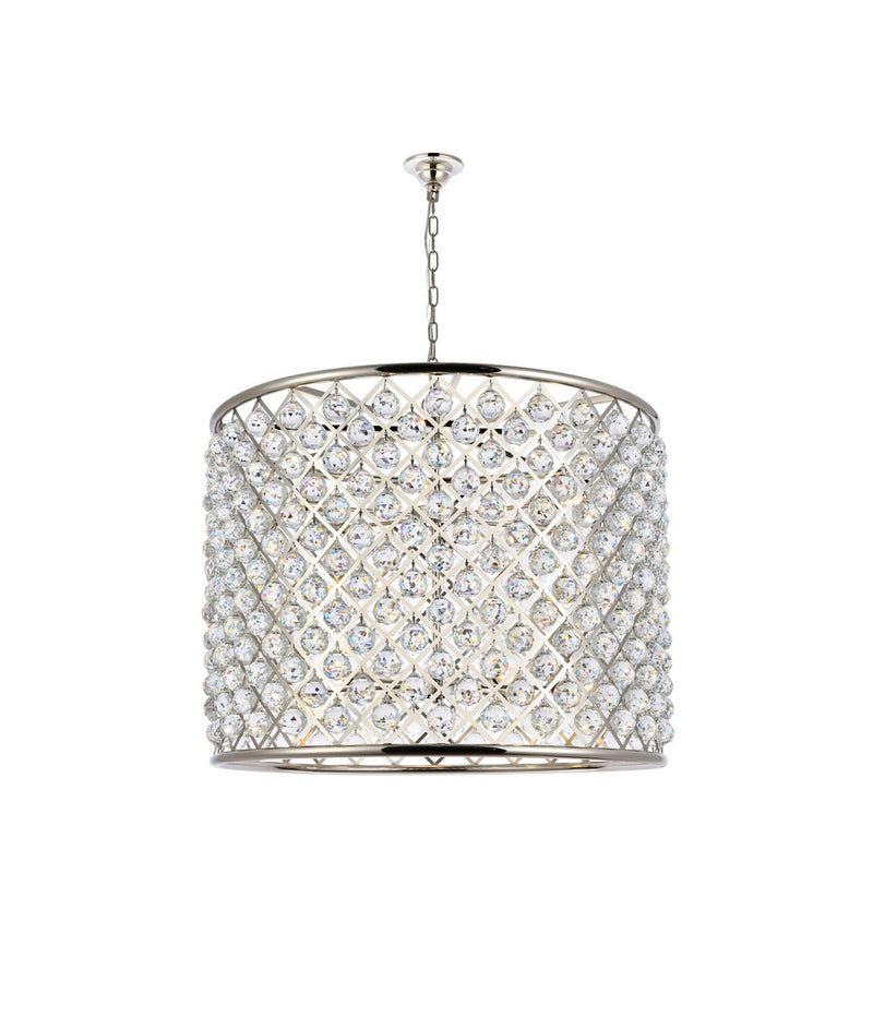 Elegant Lighting 1206D35PN/RC 12 Light Chandelier, Polished Nickel