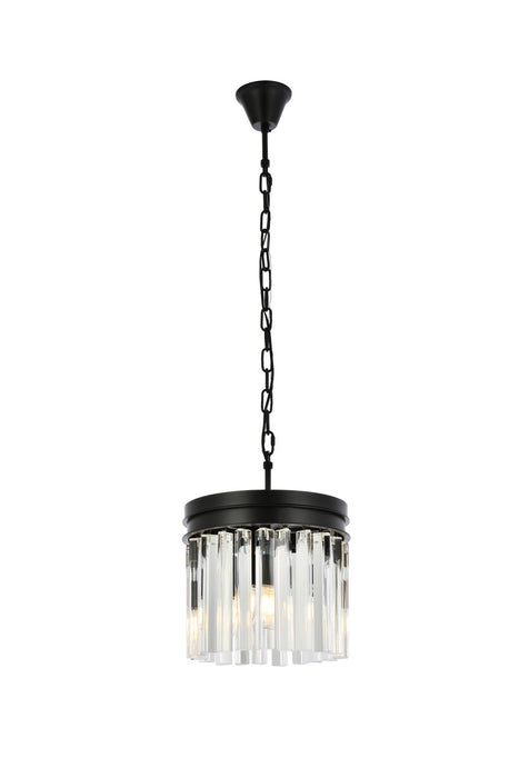 Elegant Lighting 1208D12MB/RC Three Light Pendant, Matte Black