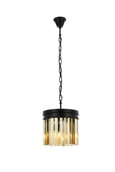 Elegant Lighting 1208D12MB-GT/RC Three Light Pendant, Matte Black