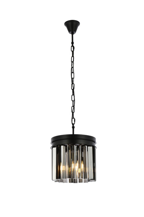 Elegant Lighting 1208D12MB-SS/RC Three Light Pendant, Matte Black