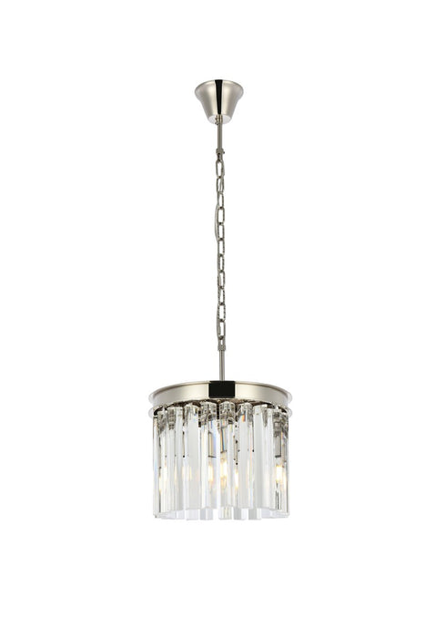 Elegant Lighting 1208D12PN/RC Three Light Pendant, Polished Nickel