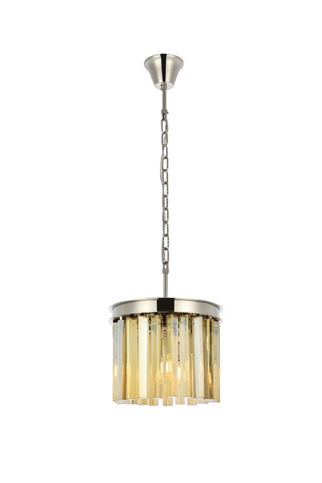 Elegant Lighting 1208D12PN-GT/RC Three Light Pendant, Polished Nickel