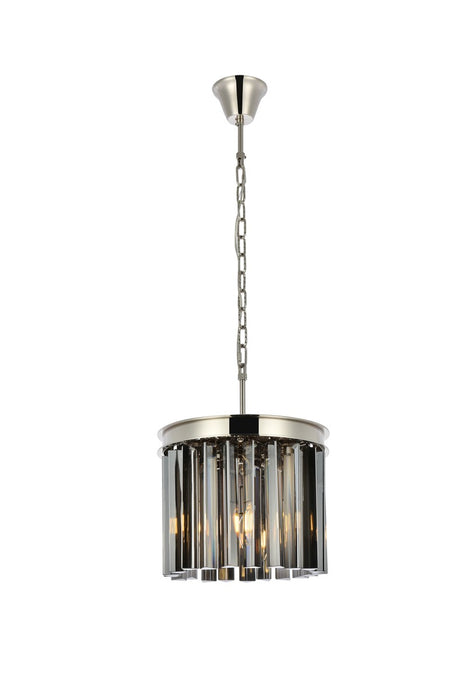Elegant Lighting 1208D12PN-SS/RC Three Light Pendant, Polished Nickel