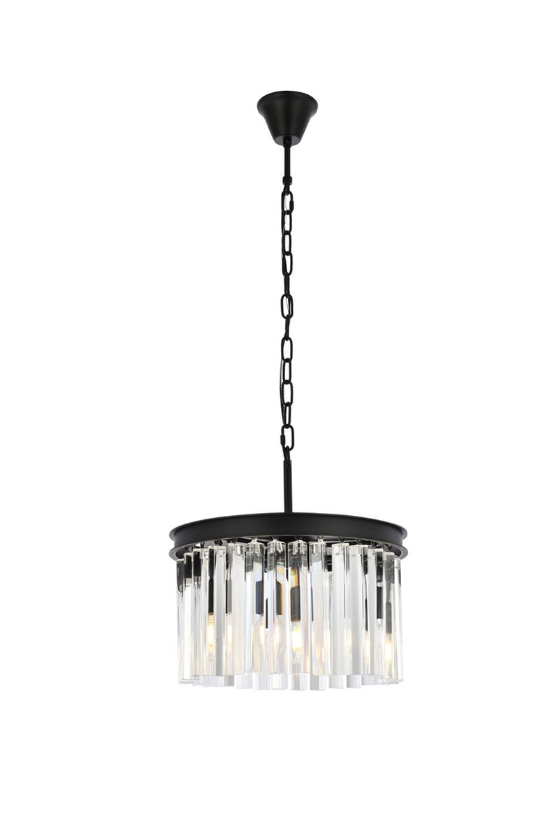 Elegant Lighting 1208D16MB/RC Three Light Pendant, Matte Black