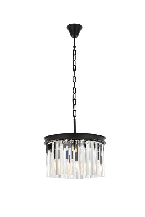 Elegant Lighting 1208D16MB/RC Three Light Pendant, Matte Black