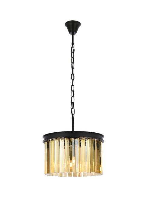 Elegant Lighting 1208D16MB-GT/RC Three Light Pendant, Matte Black