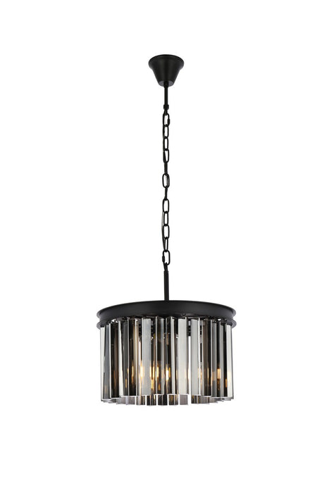 Elegant Lighting 1208D16MB-SS/RC Three Light Pendant, Matte Black
