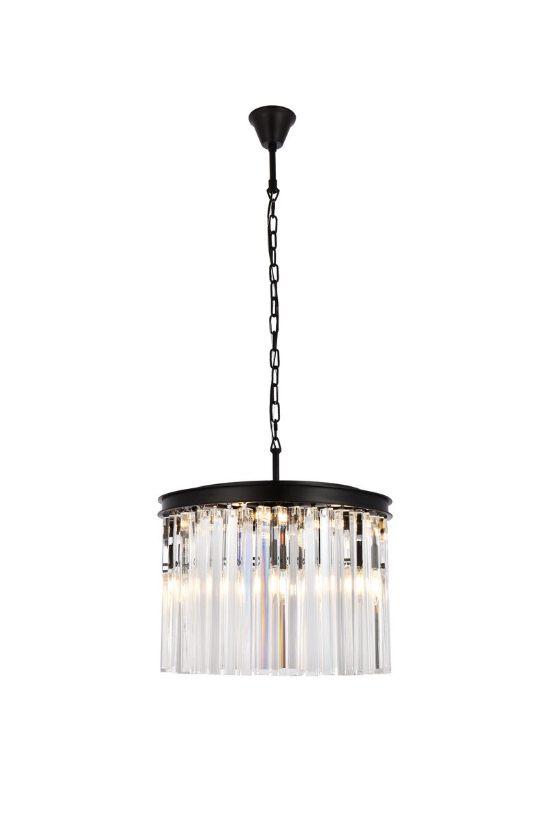 Elegant Lighting 1208D20MB/RC Six Light Pendant, Matte Black