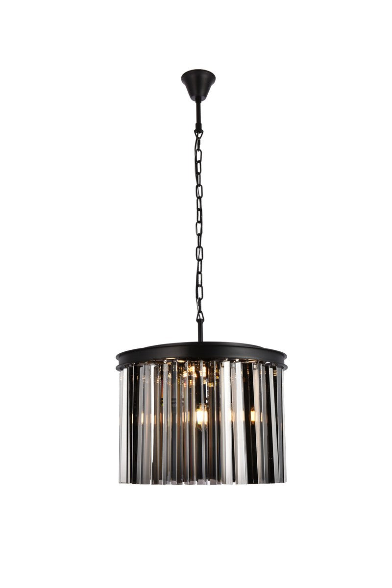 Elegant Lighting 1208D20MB-SS/RC Six Light Pendant, Matte Black