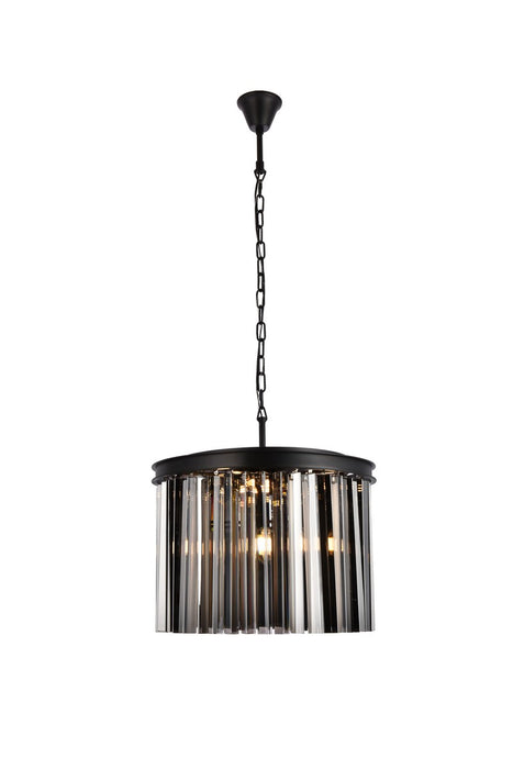 Elegant Lighting 1208D20MB-SS/RC Six Light Pendant, Matte Black