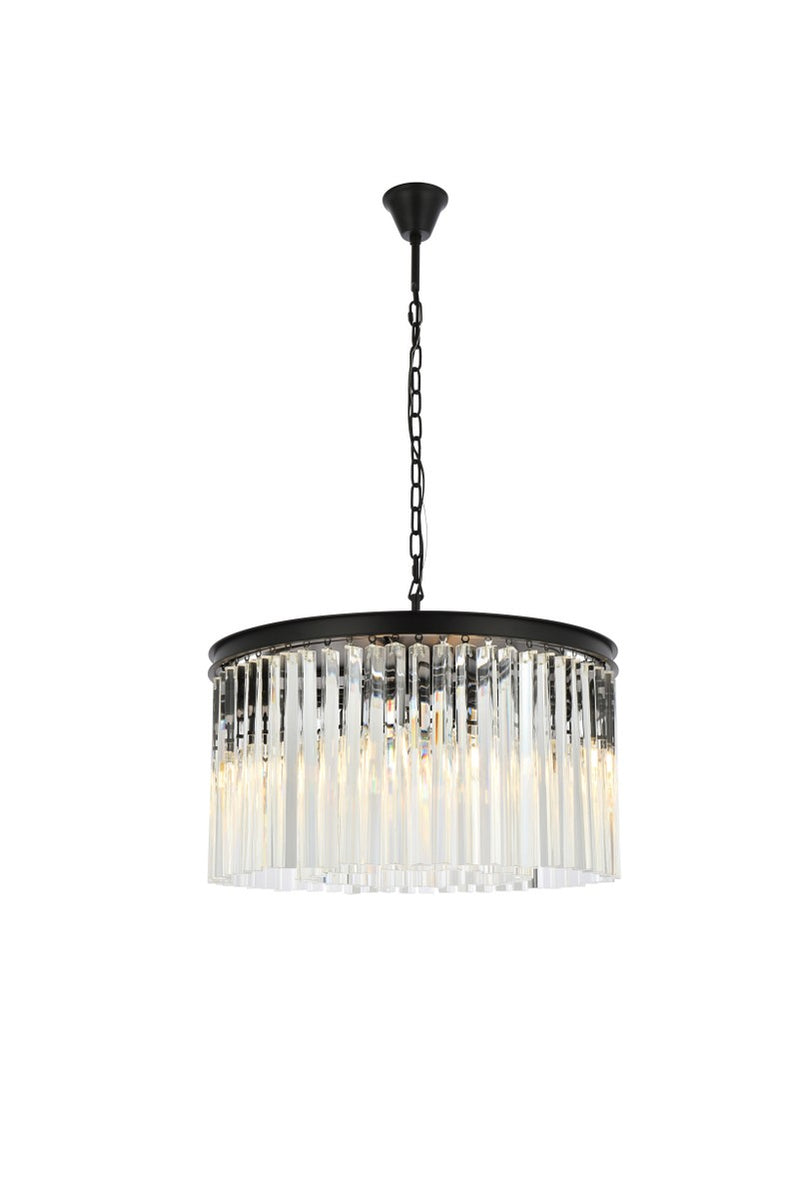 Elegant Lighting 1208D26MB/RC Eight Light Chandelier, Matte Black