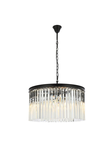 Elegant Lighting 1208D26MB/RC Eight Light Chandelier, Matte Black