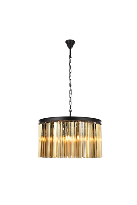 Elegant Lighting 1208D26MB-GT/RC Eight Light Chandelier, Matte Black
