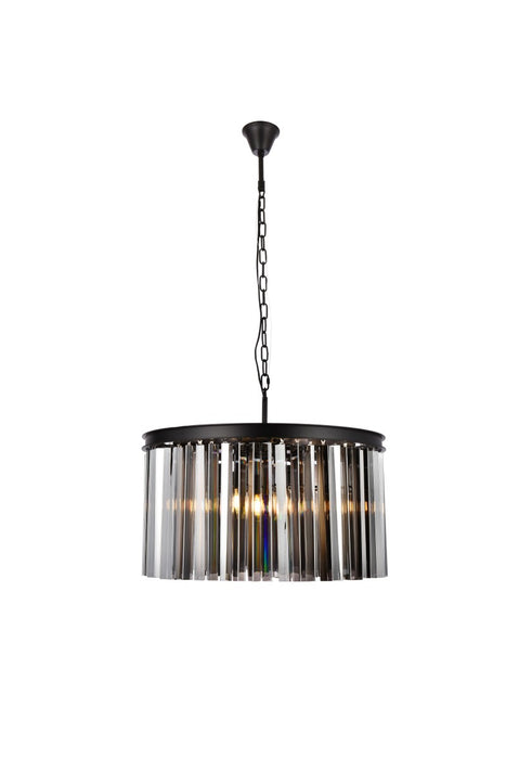 Elegant Lighting 1208D26MB-SS/RC Eight Light Chandelier, Matte Black