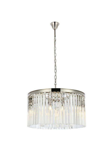 Elegant Lighting 1208D26PN/RC Eight Light Chandelier, Polished Nickel