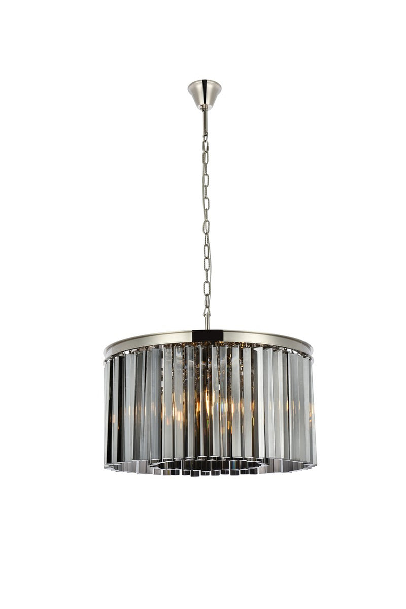 Elegant Lighting 1208D26PN-SS/RC Eight Light Chandelier, Polished Nickel