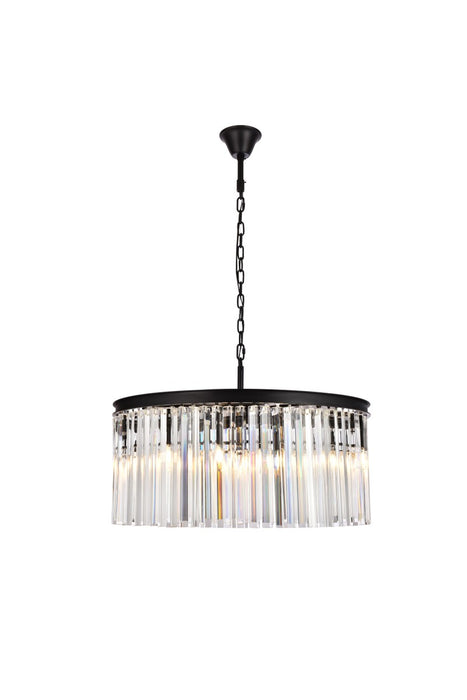 Elegant Lighting 1208D31MB/RC Eight Light Chandelier, Matte Black