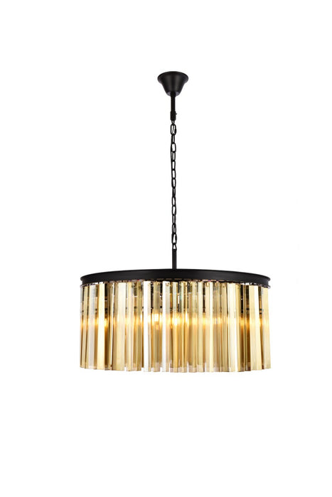 Elegant Lighting 1208D31MB-GT/RC Eight Light Chandelier, Matte Black
