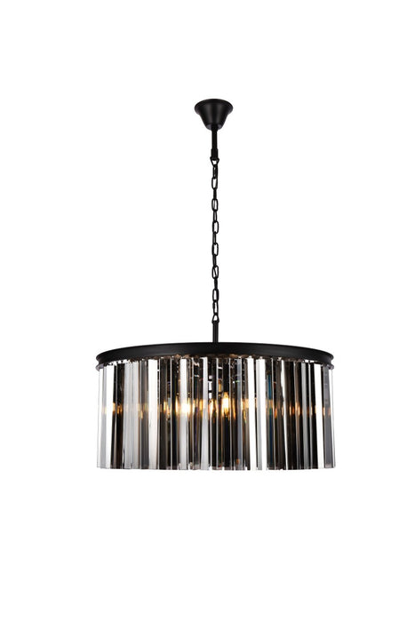 Elegant Lighting 1208D31MB-SS/RC Eight Light Chandelier, Matte Black
