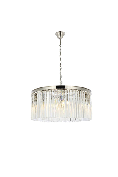 Elegant Lighting 1208D31PN/RC Eight Light Chandelier, Polished Nickel