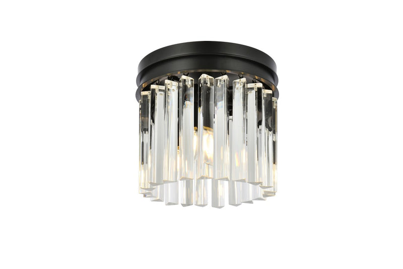 Elegant Lighting 1208F12MB/RC Three Light Flush Mount, Matte Black