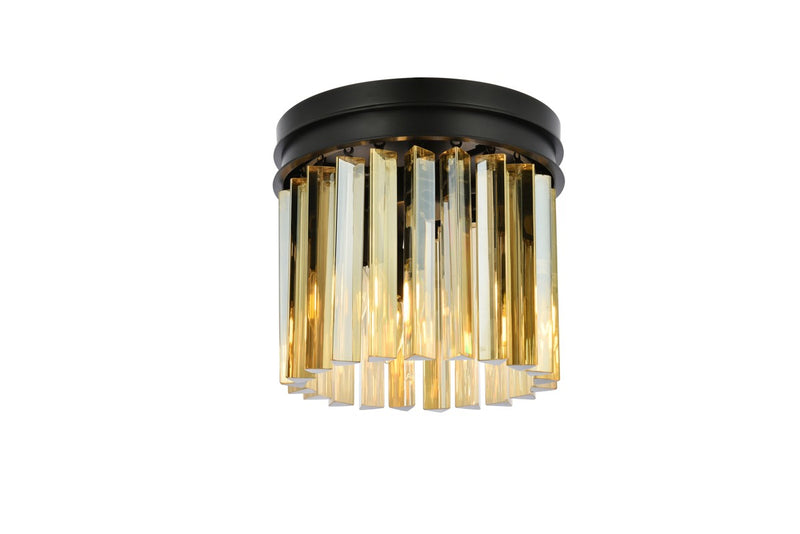 Elegant Lighting 1208F12MB-GT/RC Three Light Flush Mount, Matte Black