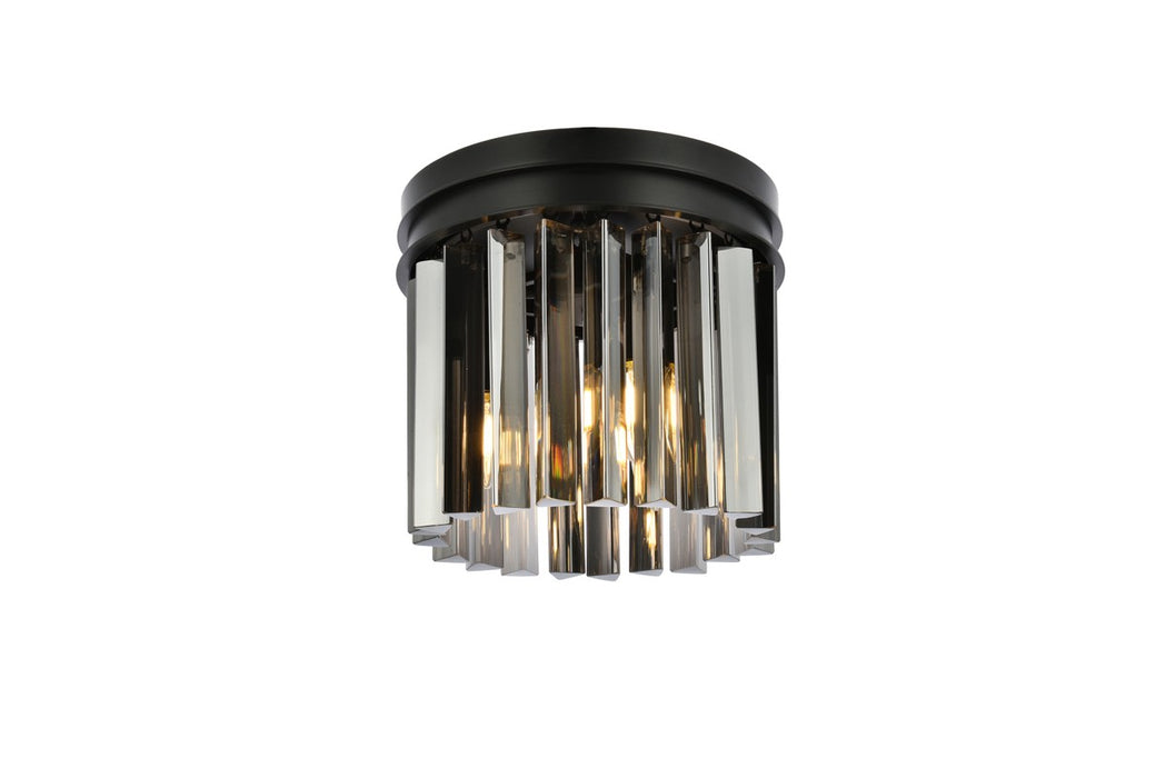 Elegant Lighting 1208F12MB-SS/RC Three Light Flush Mount, Matte Black