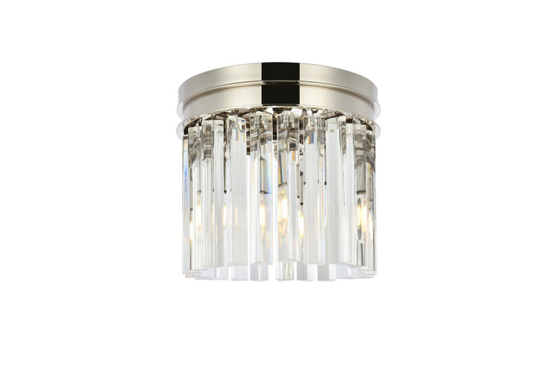 Elegant Lighting 1208F12PN/RC Three Light Flush Mount, Polished Nickel