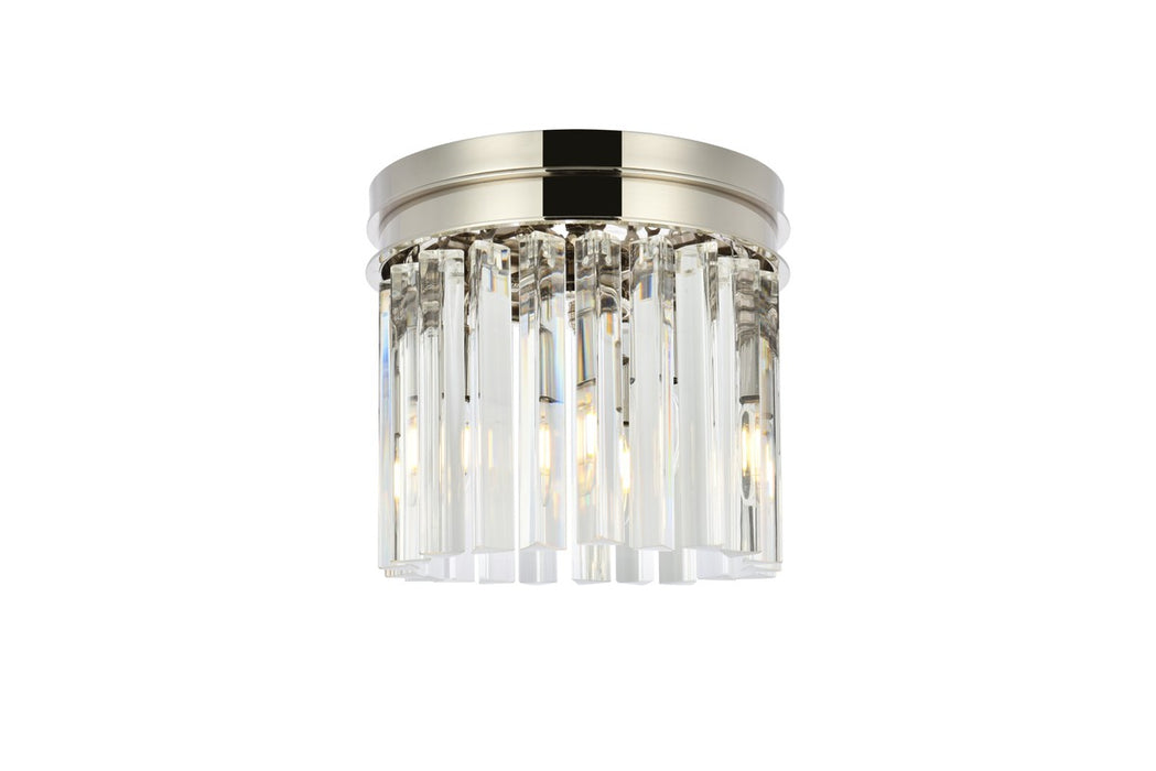 Elegant Lighting 1208F12PN/RC Three Light Flush Mount, Polished Nickel