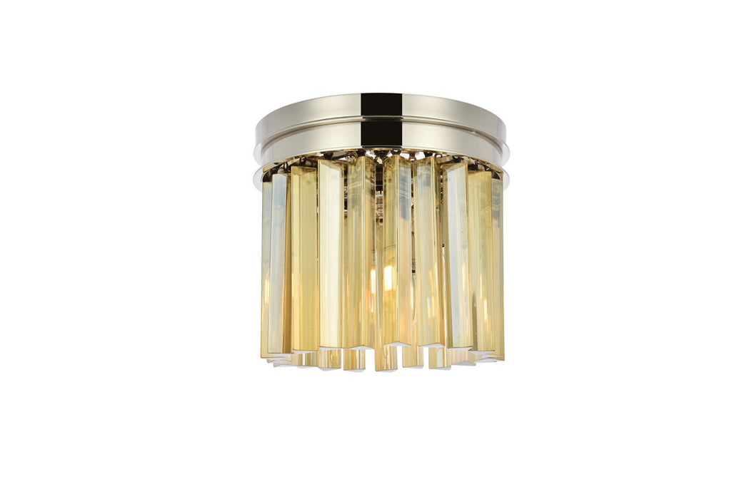Elegant Lighting 1208F12PN-GT/RC Three Light Flush Mount, Polished Nickel
