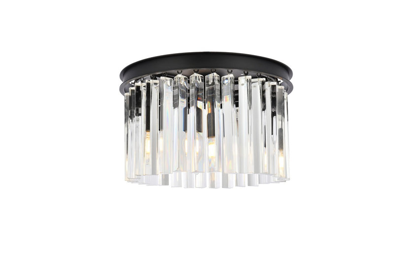 Elegant Lighting 1208F16MB/RC Three Light Flush Mount, Matte Black