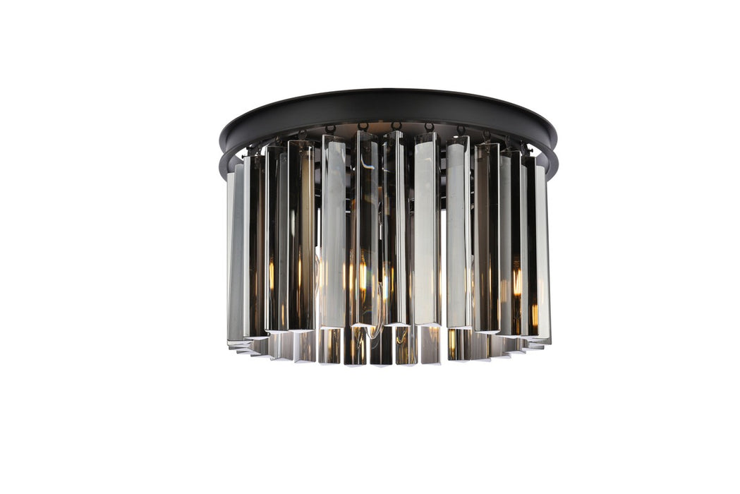 Elegant Lighting 1208F16MB-SS/RC Three Light Flush Mount, Matte Black