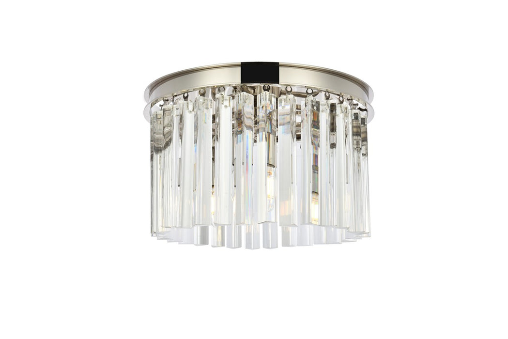 Elegant Lighting 1208F16PN/RC Three Light Flush Mount, Polished Nickel