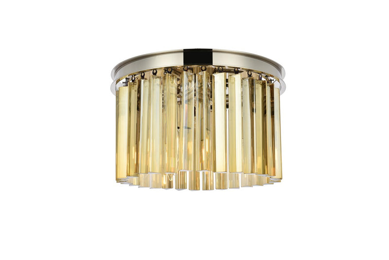 Elegant Lighting 1208F16PN-GT/RC Three Light Flush Mount, Polished Nickel