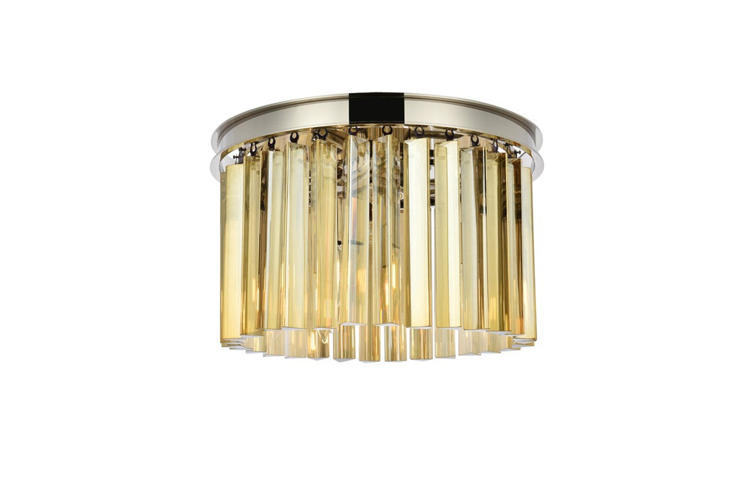 Elegant Lighting 1208F16PN-GT/RC Three Light Flush Mount, Polished Nickel