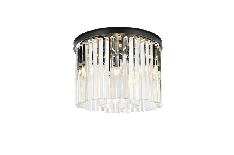 Elegant Lighting 1208F20MB/RC Six Light Flush Mount, Matte Black