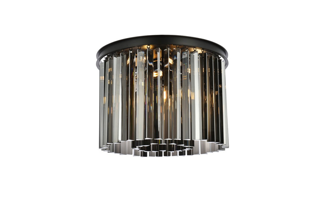 Elegant Lighting 1208F20MB-SS/RC Six Light Flush Mount, Matte Black