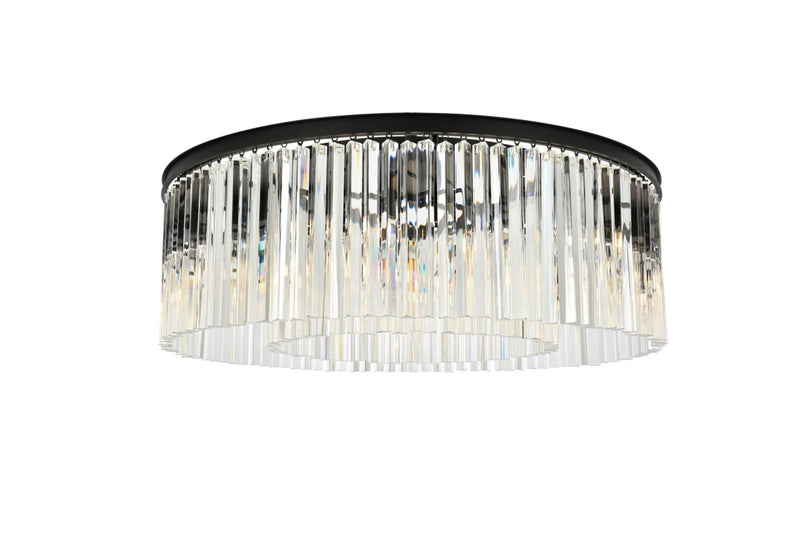 Elegant Lighting 1208F43MB/RC Ten Light Flush Mount, Matte Black