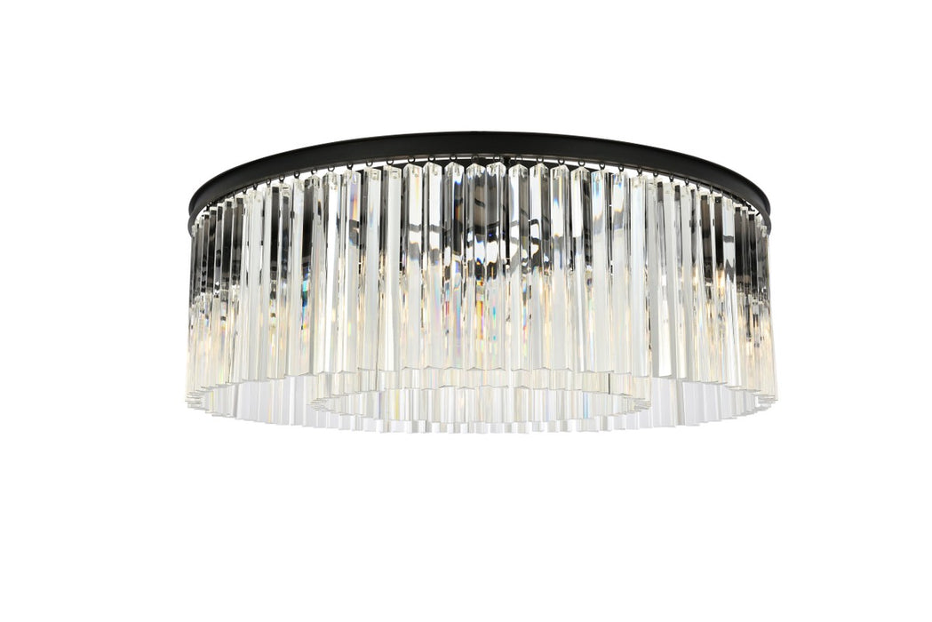 Elegant Lighting 1208F43MB/RC Ten Light Flush Mount, Matte Black