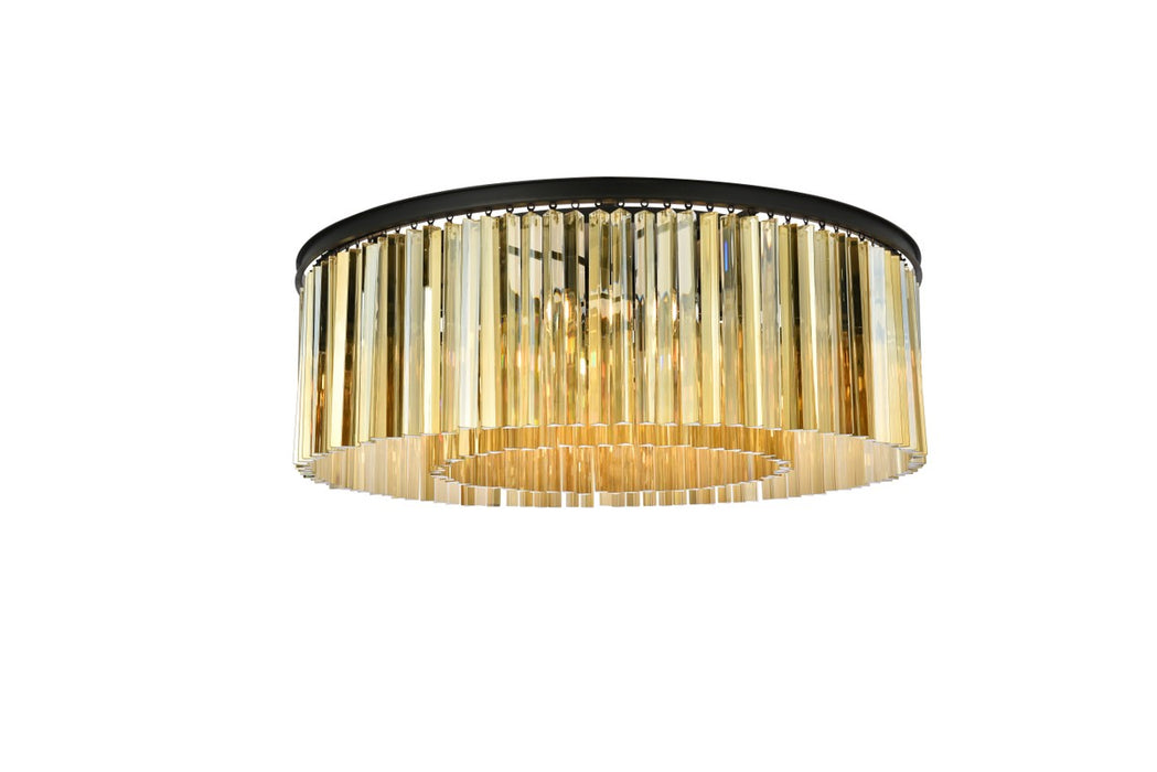 Elegant Lighting 1208F43MB-GT/RC Ten Light Flush Mount, Matte Black