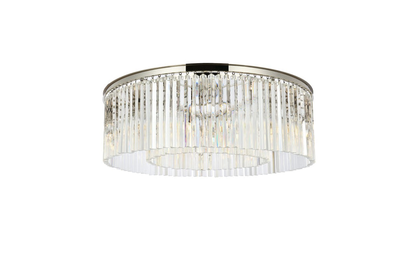Elegant Lighting 1208F43PN/RC Ten Light Flush Mount, Polished Nickel